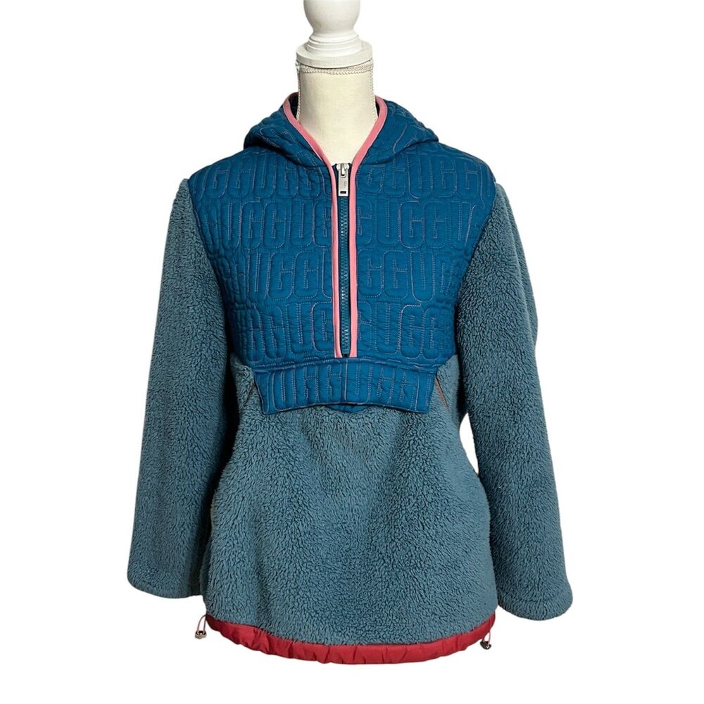 UGG RTW Fleece Jacket Women's S Blue Pink Red Color Block Athletica Workout Yoga